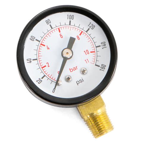 XtremepowerUS 1.5 in. Water Pressure Gauge Bottom Thread 1-1/2 in. Dial 1/8 in. NPT Fitting (0 ...