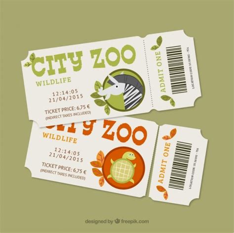 Cute zoo tickets with a zebra and a turtle Vector | Free Download