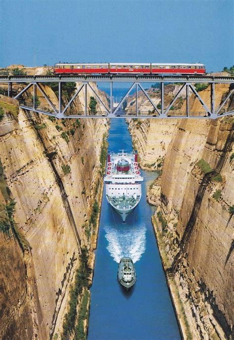 Corinth Canal connecting the Gulf of Corinth with the Saronic Gulf in ...