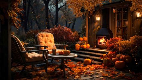 3 Hours of Cozy Autumn Fireplace Sounds Relaxing Autumn Ambience with a ...