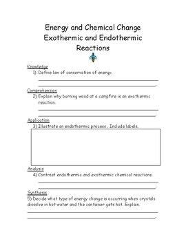 Endothermic And Exothermic Reaction Worksheet - Kid Worksheet Printable