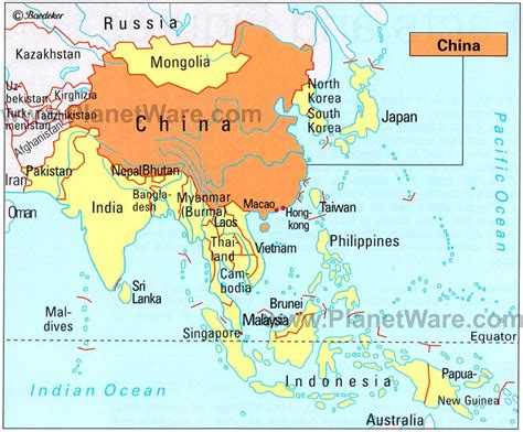 Map of China - Neighbouring Countries | PlanetWare