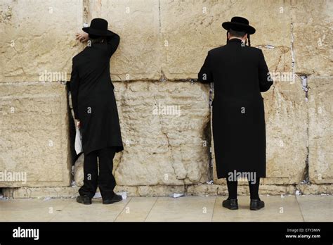 Haredi Judaism. Orthodox Judaism. Jews praying at the Western Wall. Jerusalem. Israel Stock ...