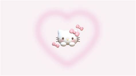 a hello kitty wallpaper with pink bows on it's head and ears in the ...