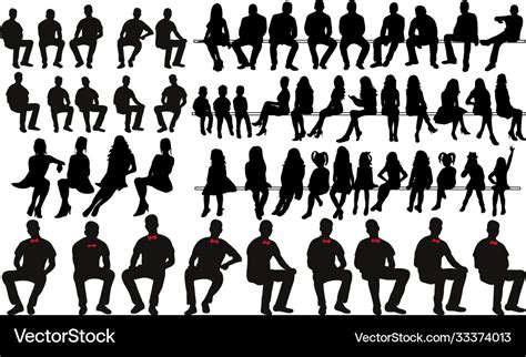 Collection silhouettes people sitting men Vector Image