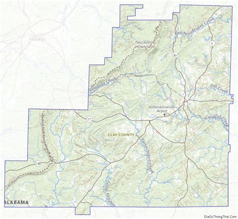 Map of Clay County, Alabama - Thong Thai Real