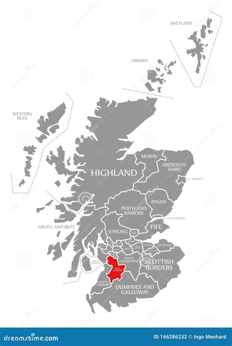 East Ayrshire Red Highlighted in Map of Scotland UK Stock Illustration ...