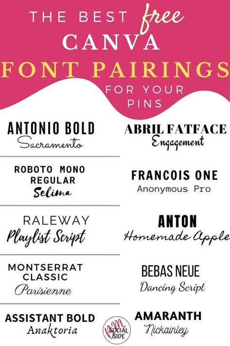 15 best Canva font pairings for Pinterest | Bmsocialside | Font pairing, Graphic design tips ...