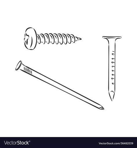 Hand drawn metal nail iron nail sketch Royalty Free Vector