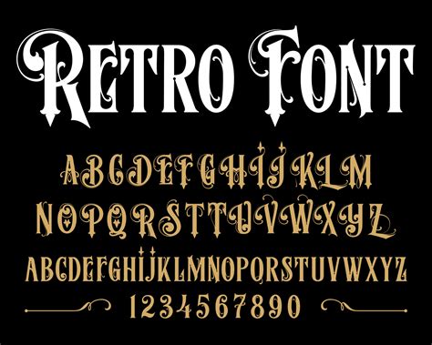 Vector retro alphabet. Vintage font. Typography for labels, headlines ...