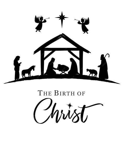 Premium Vector | The birth of Christ, Nativity scene with Holy family. Mary, Joseph, Jesus and ...