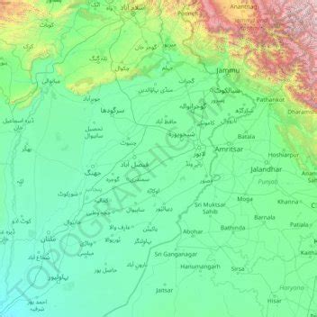 Chenab River topographic map, elevation, terrain