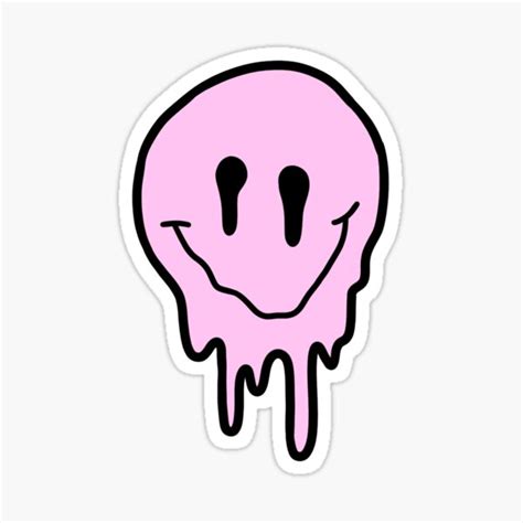 "pastel pink drippy smiley face " Sticker for Sale by zarapatel | Redbubble