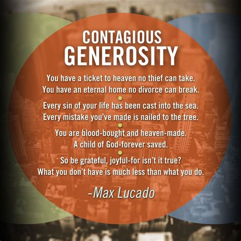 Contagious Generosity: Quote from Max Lucado