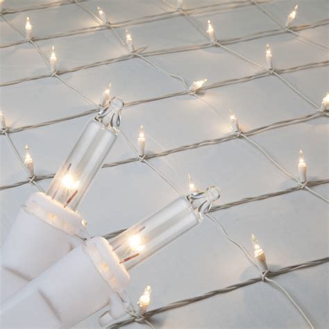 Christmas Net Lights - 4' x 6' Net Lights - 150 Clear Lamps - White Wire