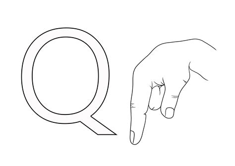ASL Sign Language Letter Q kostenlos ausdruckbar zum Ausmalen für ...