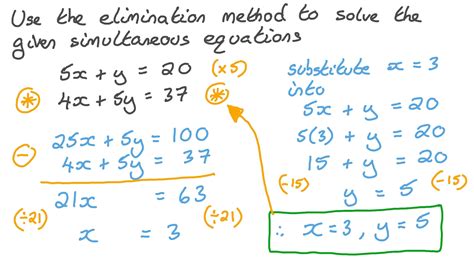 Question Video: Solving Simultaneous Equations by Elimination | Nagwa