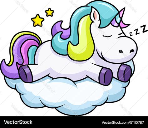 Unicorn taking a nap on cloud cartoon clip art Vector Image