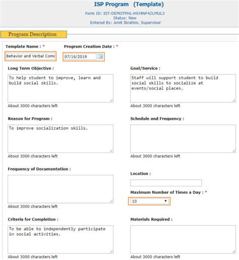 Create ISP Program Template - Therap Global