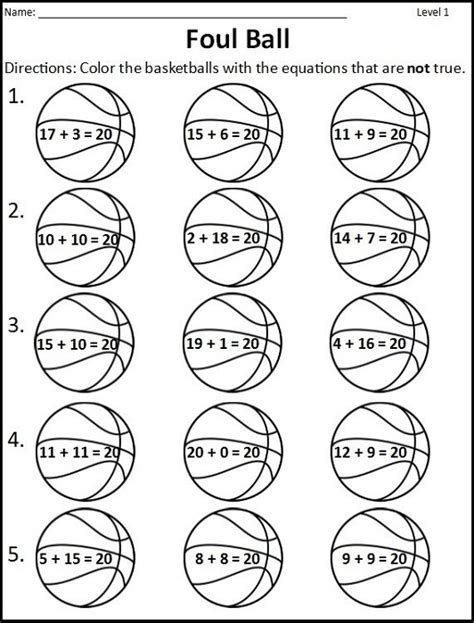 Basketball Themed Math Worksheets | Activity Shelter