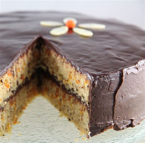 Ganache Glazed Marzipan Cake Recipe with Cognac Apricots | Bakepedia