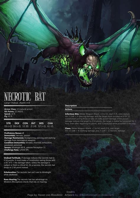 Necrotic bat DnD monster by RavenVonBloodimir on DeviantArt | Dnd ...