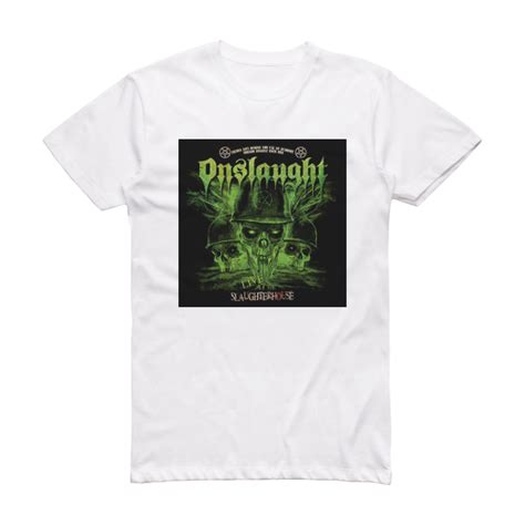 Onslaught Live At The Slaughterhouse Album Cover T-Shirt White – ALBUM COVER T-SHIRTS