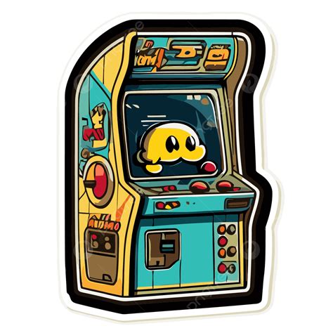 Pac Man Vector Clipart, Arcade Machine Sticker, Sticker Design With ...