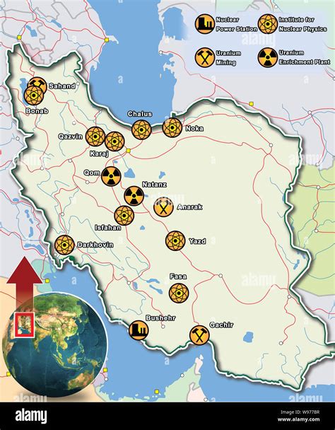 This illustration shows the layout of nuclear facilities in Iran Stock Photo - Alamy