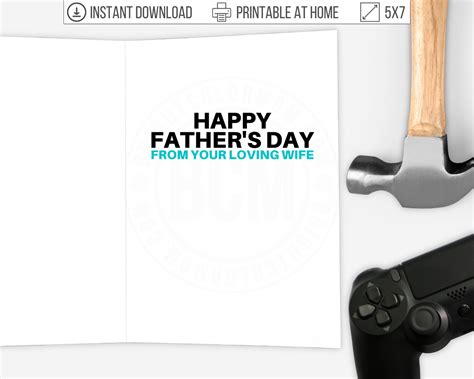 Printable Father's Day Card from Wife – Bright Color Mom Shop