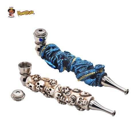 Ceramic Skull Zinc Alloy Metal Smoking Pipe 143MM Metal Bowl Pipes Tobacco Weed Pipes Smoking ...