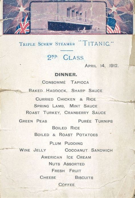 What Passengers Ate on the Titanic - Real Titanic Menus