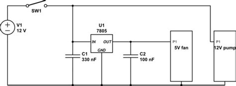 power supply - LM7805 circuit not working when 12V source is also driving another load ...