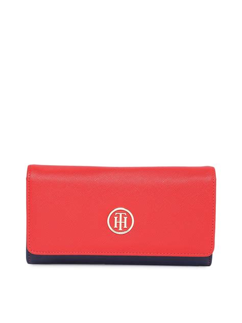 Buy Tommy Hilfiger Women Red & Blue Textured Two Fold Wallet - Wallets ...