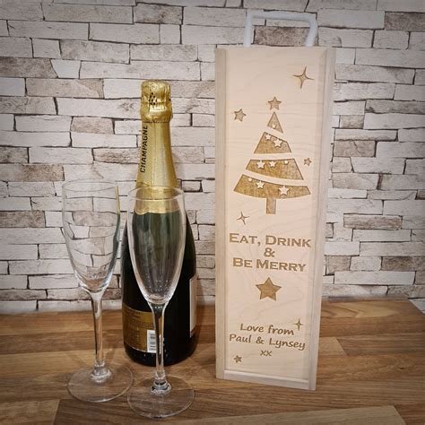 Personalised Wine Bottle Gift Box Christmas Gift - Etsy UK