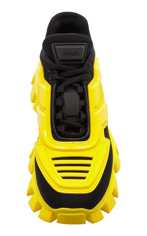 Lyst - Prada Combat Leather-trimmed Mesh And Rubber Sneakers in Yellow for Men