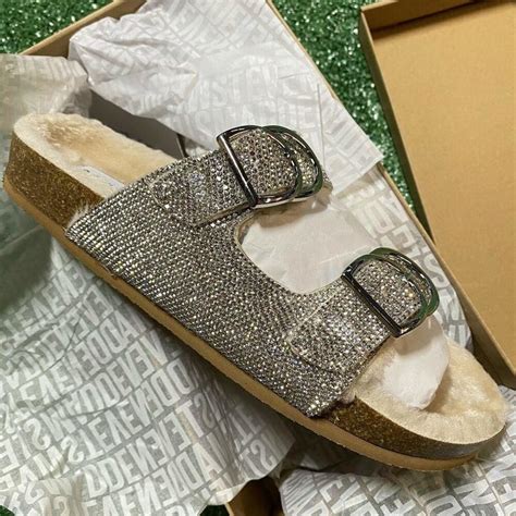 Steve Madden Rhinestone Sandals Womens 9 9M Silver Shiny New in Box ...