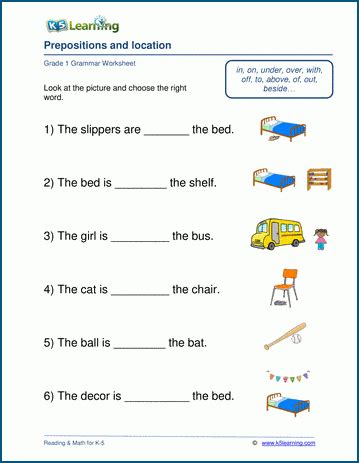 Prepositions and location worksheets | K5 Learning