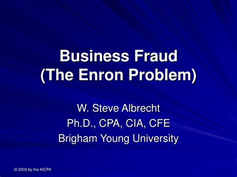 PPT - Business Fraud (The Enron Problem) PowerPoint Presentation, free ...