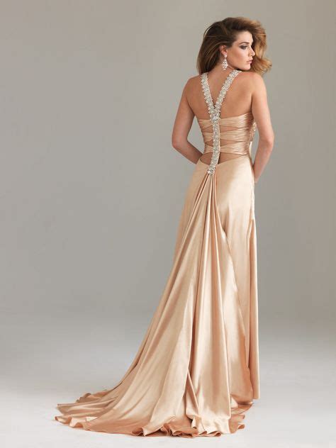 gold silk evening dress | Prom dresses, Satin prom dress, Dresses