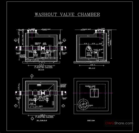 38.Washout Valve Chamber Details Autocad Drawing DWG