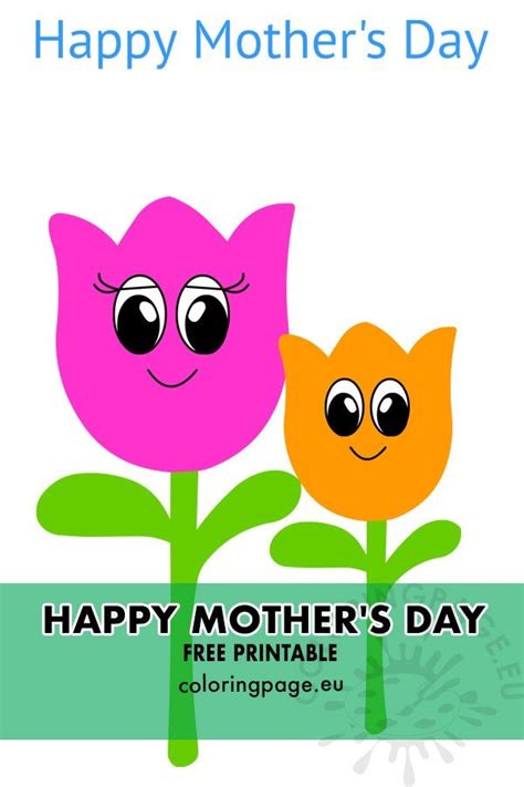 Printable Happy Mother's Day tulips | Coloring Page