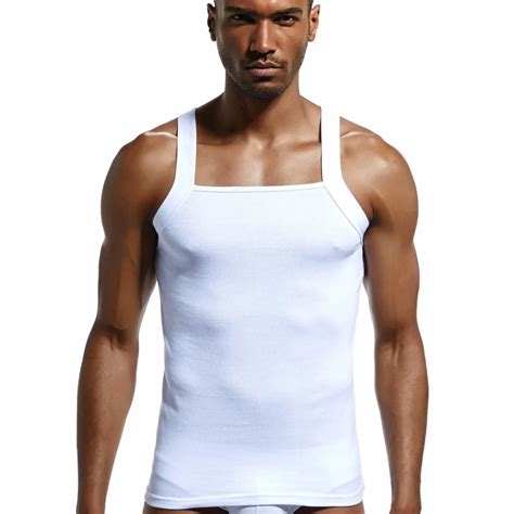 men's fashion vest cotton Tight tank top home sleep Casual Solid gay ...