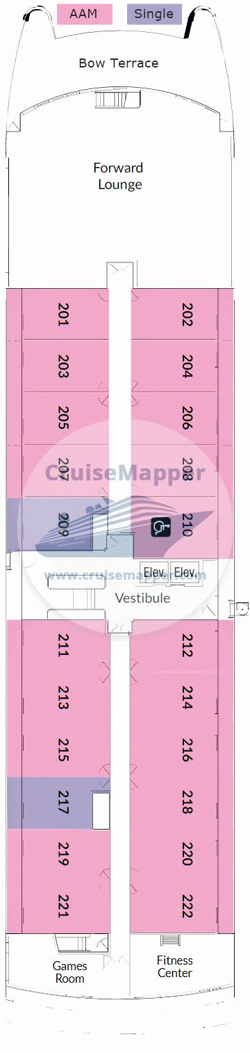 ACL American Glory deck 2 plan | CruiseMapper