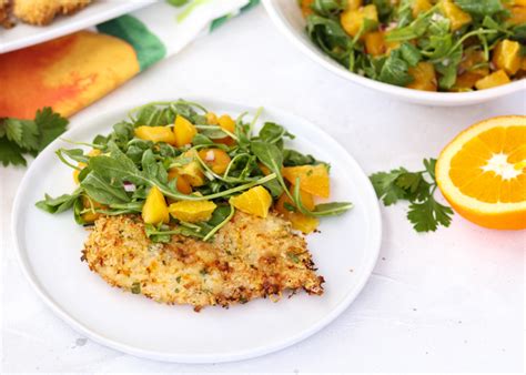 Crispy Baked Chicken Cutlets with an Orange and Arugula Salad