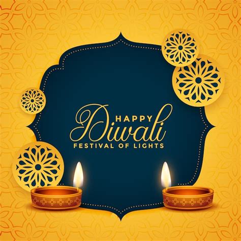 Free Vector | Indian style hapy diwali wishes card background design