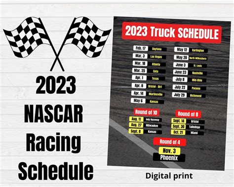 2023 Nascar Cup Race Schedule Stock Car Racing 2023 - Etsy