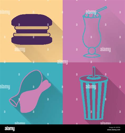 Set of four colored fast food icons Stock Vector Image & Art - Alamy