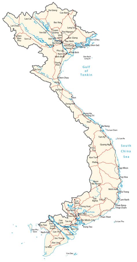 Map of Vietnam - Cities and Roads - GIS Geography