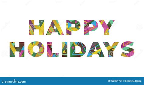 Happy Holidays Concept Retro Colorful Word Art Illustration Stock ...